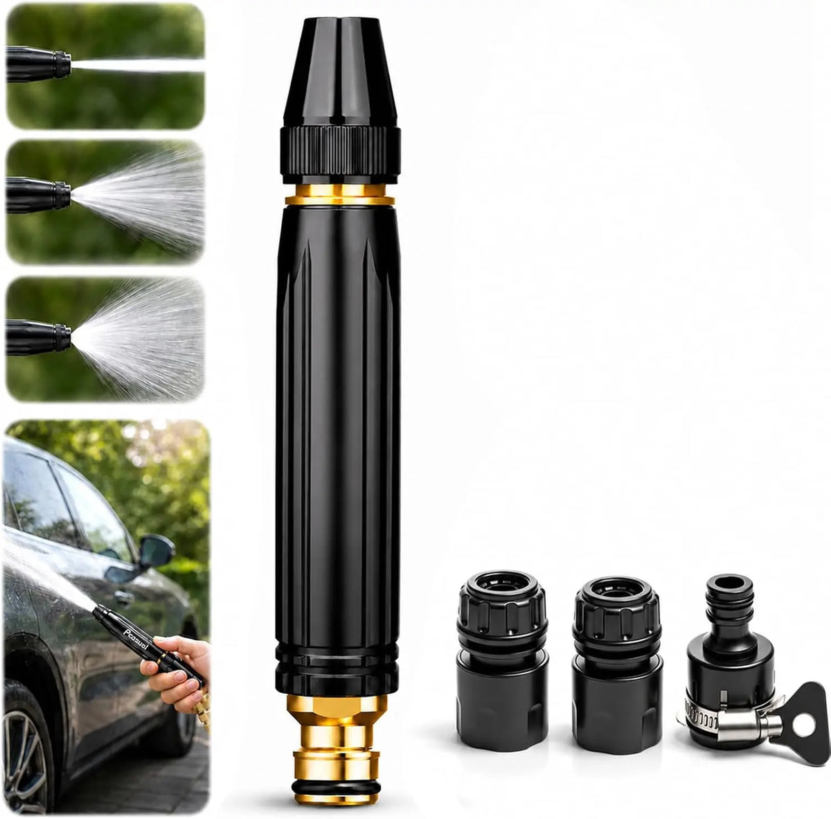 2026 Home High-Pressure Car Wash Water Gun with Booster Nozzle, Car Wash Water Gun Garden Hose Sprayer, 3 Adjustable Spray Patterns, for Watering Plants, Vegetables, Car Washing (Pacifier Interface),sohochic