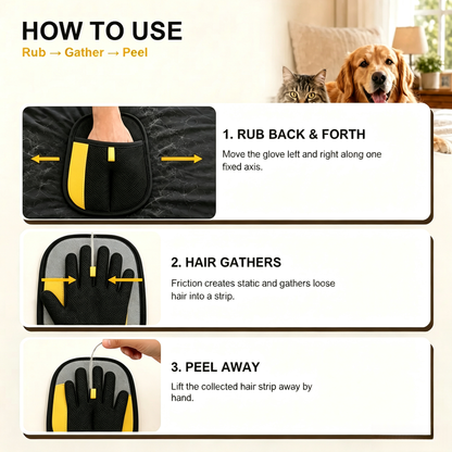 Pet Hair Remover Glove for Cats & Dogs, Reusable Electrostatic Lint Remover Mitt for Furniture, Couch, Carpet & Clothes