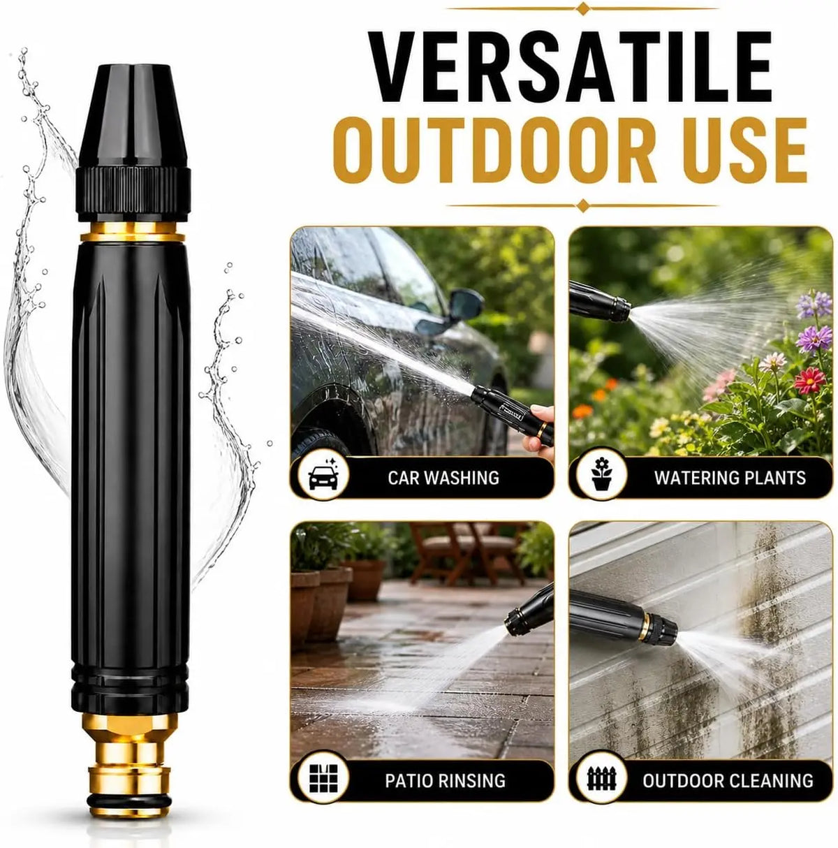 2026 Home High-Pressure Car Wash Water Gun with Booster Nozzle, Car Wash Water Gun Garden Hose Sprayer, 3 Adjustable Spray Patterns, for Watering Plants, Vegetables, Car Washing (Pacifier Interface),sohochic