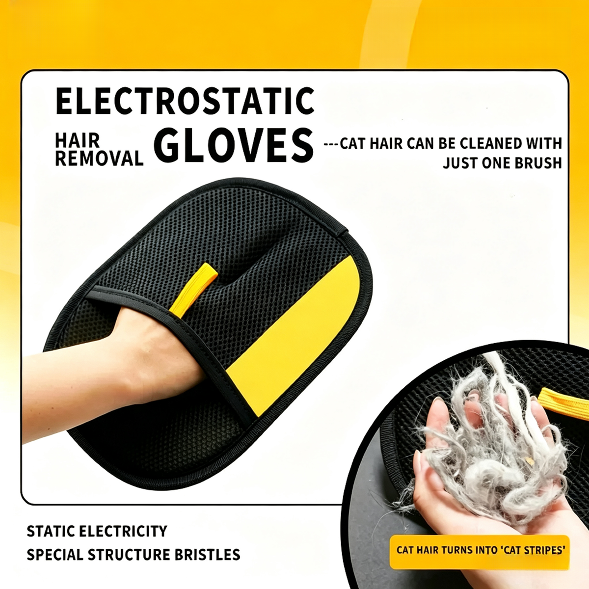 Pet Hair Remover Glove for Cats & Dogs, Reusable Electrostatic Lint Remover Mitt for Furniture, Couch, Carpet & Clothes