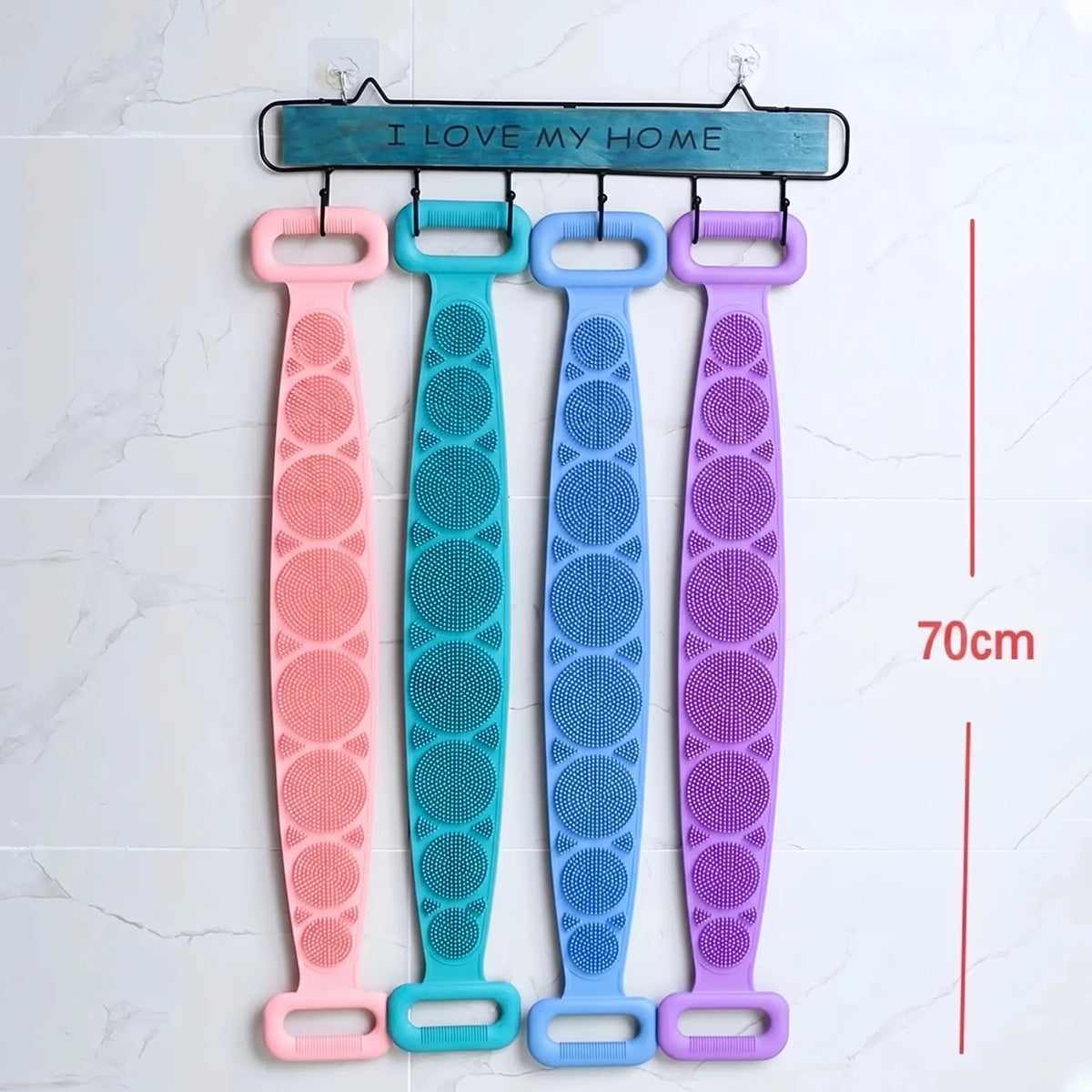 Double-Sided Silicone Back Scrubber, Exfoliating Body Brush Strap, Gentle Bathing Accessory for All Skin Types, Body Brush for Showering, Flexible Silicone Body Brushes,back to school