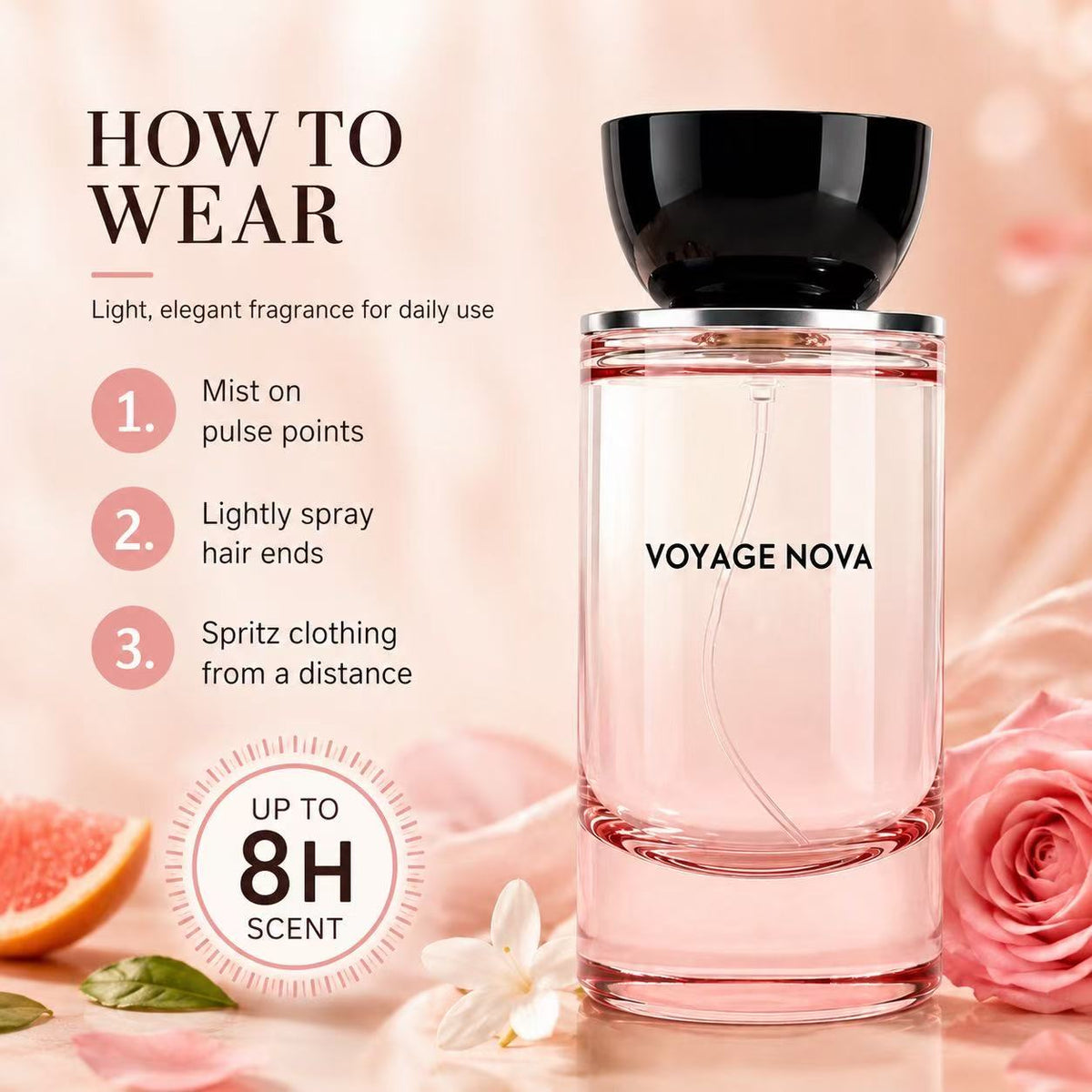 Voyage Nova | Rosey Fruity Floral | Extrait De Parfum 50ml/100ml | Long Lasting Luxury Fragrance | Daily women's perfume Alluring Summervibes sohochic