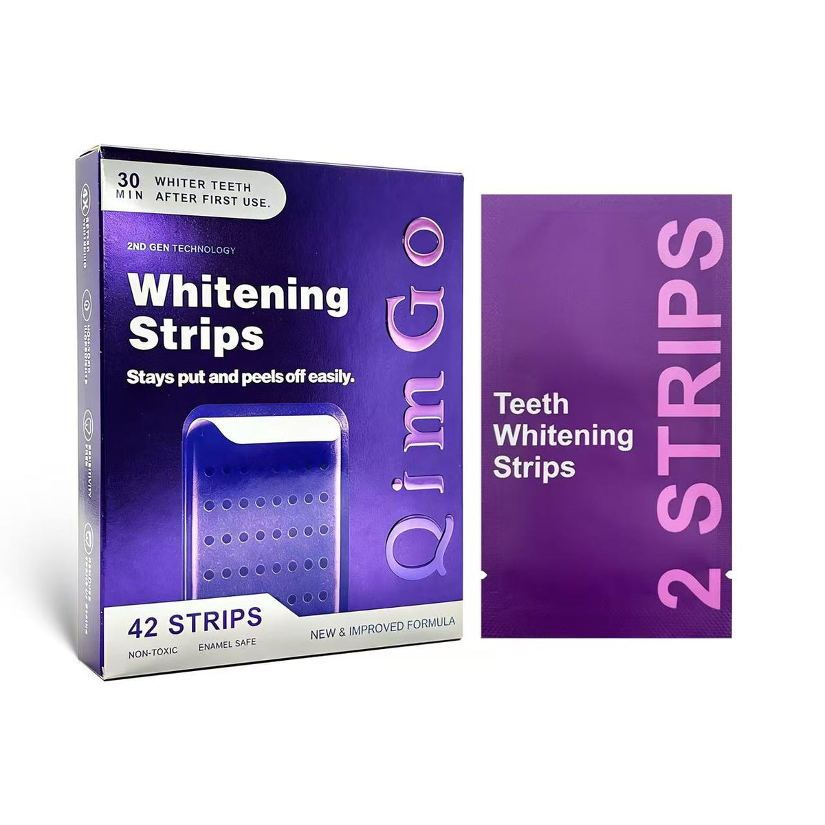 Purple Teeth Whitening Strips - 7/21 Whitening Sessions - Non Sensitive Teeth Whitening - Peroxide-Free