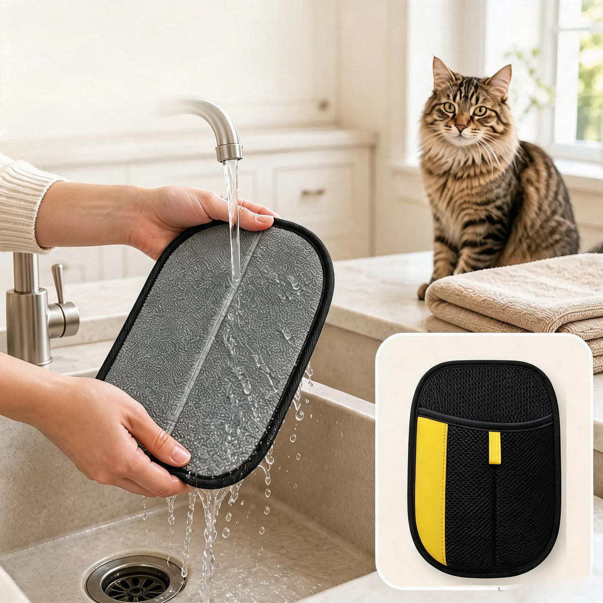 Pet Hair Remover Glove for Cats & Dogs, Reusable Electrostatic Lint Remover Mitt for Furniture, Couch, Carpet & Clothes
