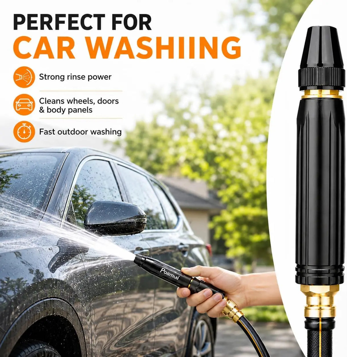2026 Home High-Pressure Car Wash Water Gun with Booster Nozzle, Car Wash Water Gun Garden Hose Sprayer, 3 Adjustable Spray Patterns, for Watering Plants, Vegetables, Car Washing (Pacifier Interface),sohochic