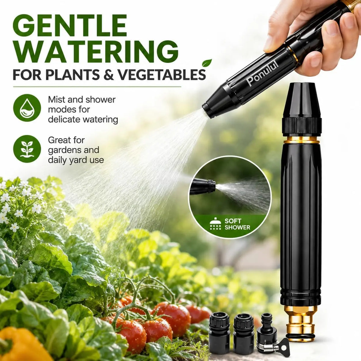 2026 Home High-Pressure Car Wash Water Gun with Booster Nozzle, Car Wash Water Gun Garden Hose Sprayer, 3 Adjustable Spray Patterns, for Watering Plants, Vegetables, Car Washing (Pacifier Interface),sohochic