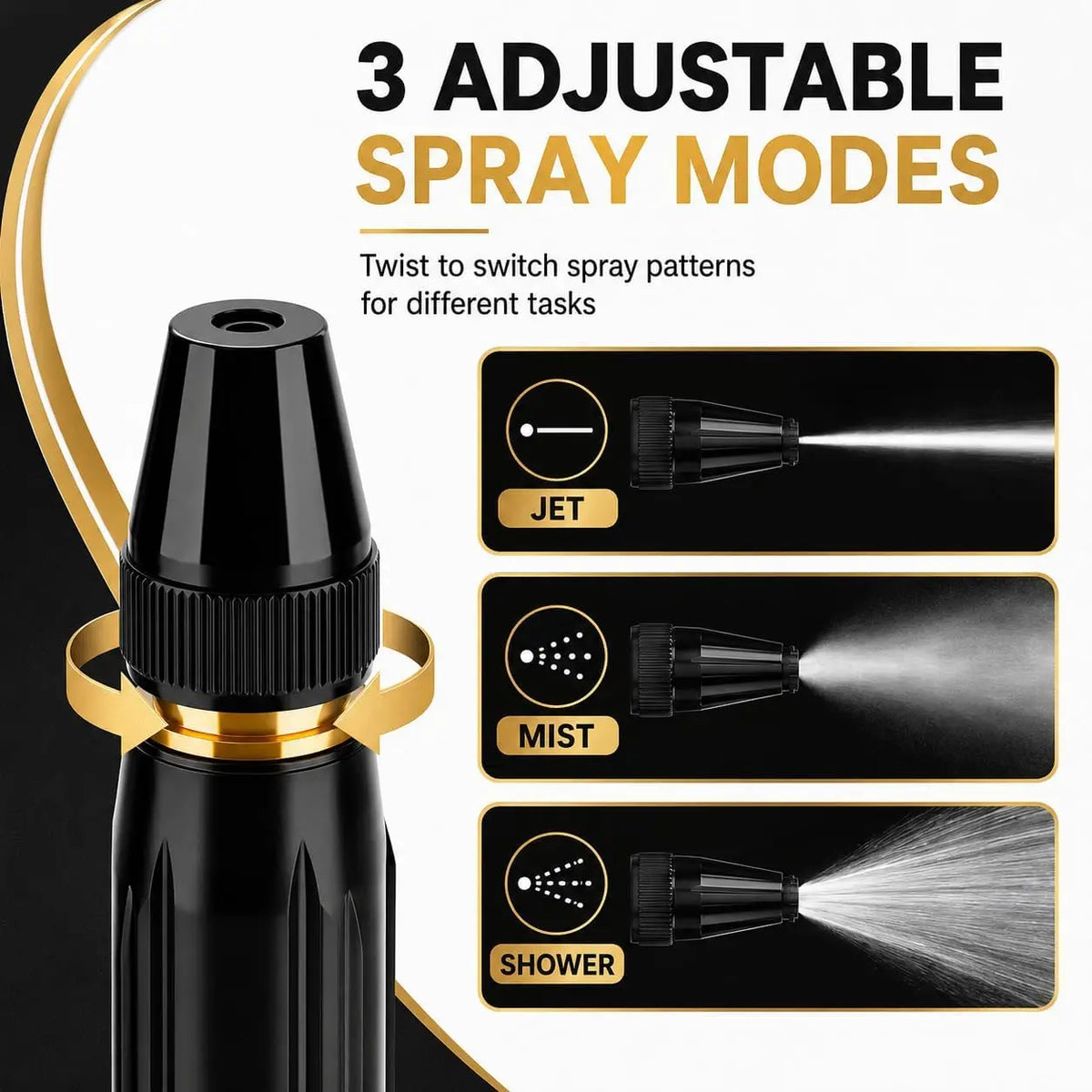 2026 Home High-Pressure Car Wash Water Gun with Booster Nozzle, Car Wash Water Gun Garden Hose Sprayer, 3 Adjustable Spray Patterns, for Watering Plants, Vegetables, Car Washing (Pacifier Interface),sohochic